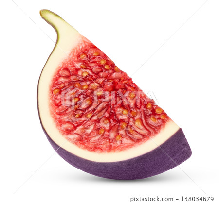 Slice of purple fig fruit isolated. Slice of purple fig fruit isolated. 138034679