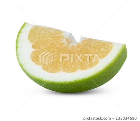 Slice of sweetie grapefruit, pomelo, pomelit or oroblanco citrus fruit isolated. 138034680