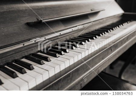 Vintage piano keys, Music keyboard, Nostalgic elegance and timeless beauty of a classical musical instrument 138034763