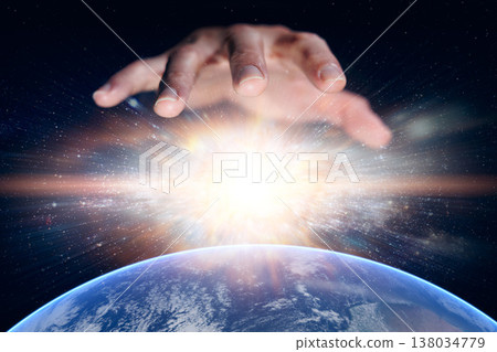 Extra Terrestrial Invasion Concept. Alien visitors, Intruder from another planet universe or galaxy 138034779