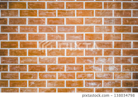 old aged scratch mark, orange stone wall brick pattern textured for building construction background 138034798