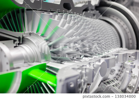 Gas turbine engine. Turbine engine blades rotor, Industrial turbine motor advance technology 138034800
