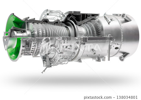 Gas turbine engine. Turbine engine blades rotor, Industrial turbine motor advance technology Gas turbine engine. Turbine engine blades rotor, Industrial turbine motor advance technology 138034801