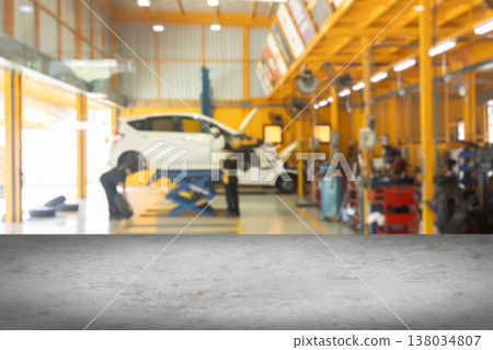 Garage interior with copy floor space for car service products advertising montage background 138034807