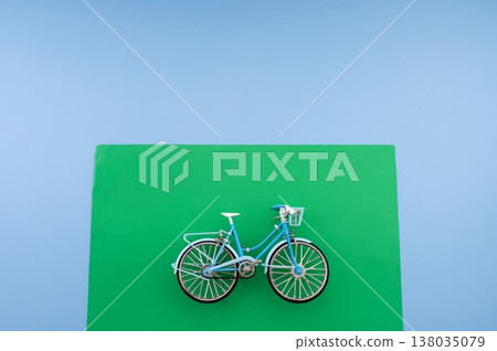 World Bicycle Day. Bicycle isolated on sky blue background. Copy space. Environment preserve. 138035079