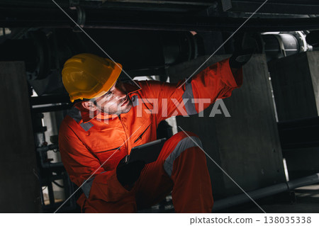 Professional engineer male working service check maintenance, Worker industry water pipe tube system 138035338