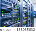 Server racks in a modern data center, showcasing cloud computing and digital transformation with copy space 138035632