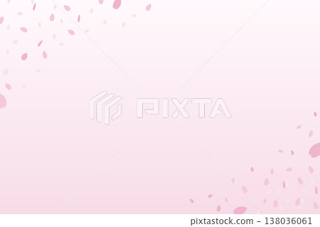 春日粉紅背景素材，櫻花花瓣隨風飄動，留有文字空間。 138036061