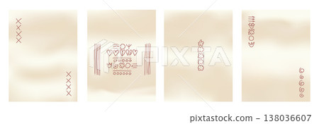 Beige gradient wavy background set in ivory cream for spa poster. A warm blend gradient on a beige folk frame as a soft vector banner. Gentle doodle marks and pastel tones add a calm natural feel 138036607