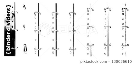 Binder line dividers set for collage. Doodle school notebook border for journaling. Vector collection of separators for handmade design. Sketchbook decorative shapes isolated on white background Binder line dividers set for collage. Doodle school notebook border for journaling. Vector collection of separators for handmade design. Sketchbook decorative shapes isolated on white background 138036610