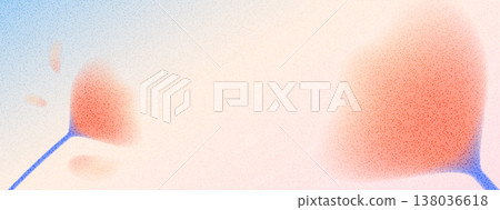 Grainy gentle red coral flower with gradient noise on dotwork background. Gentle blurred poppy with dust for cosmetic beauty banner. Floral vector with ethereal speckle and diffused coral tones 138036618