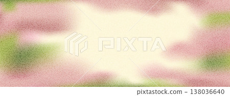 Frame grain floral blurred background. A soft border design. Gradient spring botanical vector frame with pastel pink and green. Grainy ethereal blur with gentle blossom effect 138036640