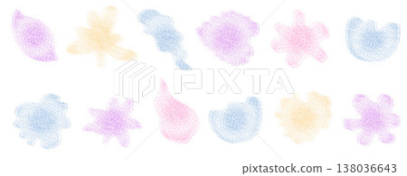 Flower, leaves grainy and blurry gradient shape. Gentle florals set with soft blur dissolved with pastel colors. Organic sand noise icons for y2k design. Vector grainy wildflowers figures on white Flower, leaves grainy and blurry gradient shape. Gentle florals set with soft blur dissolved with pastel colors. Organic sand noise icons for y2k design. Vector grainy wildflowers figures on white 138036643