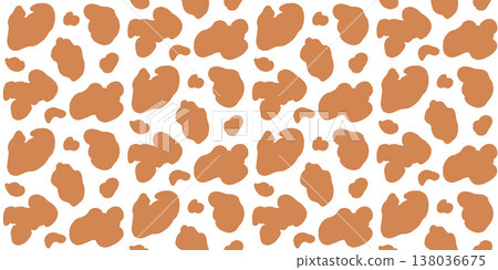 Animal abstract spot in warm brown and white seamless boho pattern. Organic stain and blob as earthy vector for interior surface. Cute dalmatian motif in desert sand and giraffe skin texture 138036675