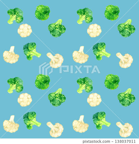 西蘭花和花椰菜無縫圖案 - 手繪水彩蔬菜插圖 西蘭花和花椰菜無縫圖案 - 手繪水彩蔬菜插圖 138037011