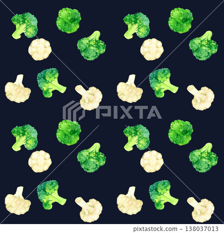 西蘭花和花椰菜無縫圖案 - 手繪水彩蔬菜插圖 西蘭花和花椰菜無縫圖案 - 手繪水彩蔬菜插圖 138037013