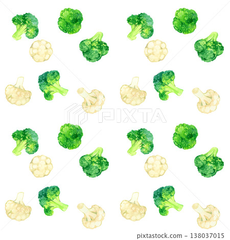 Seamless pattern of broccoli and cauliflower - hand-drawn watercolor illustration of vegetables Seamless pattern of broccoli and cauliflower - hand-drawn watercolor illustration of vegetables 138037015
