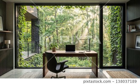 Modern home office forest background 138037189