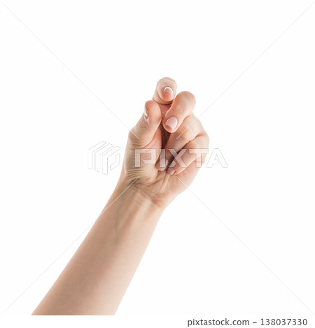 Young woman hand to hold something like pen or marker isolated on white background Young woman hand to hold something like pen or marker isolated on white background 138037330