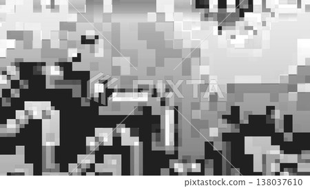 Black and White Pixelated Glitch Texture with Digital Compression 138037610