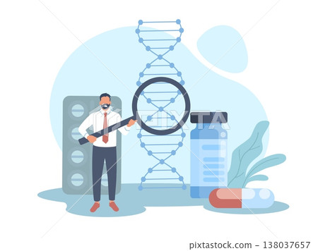 Biopharmacology and personal hygiene. Development of dietary supplements, medical cosmetics, pharmaceutical treatment, laboratory testing and genome analysis cartoon isolated vector concept Biopharmacology and personal hygiene. Development of dietary supplements, medical cosmetics, pharmaceutical treatment, laboratory testing and genome analysis cartoon isolated vector concept 138037657