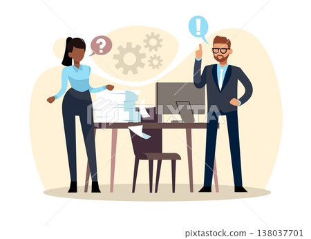 Discrimination based on skin color. Racial or ethnic origin, harassment at work. Business colleagues communication on workplace, office problem vector cartoon isolated teamwork concept 138037701