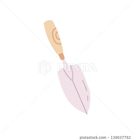 Flat illustration of a garden trowel with wooden handle. Perfect for gardening, planting, and outdoor design. Simple modern tool illustration. Flat illustration of a garden trowel with wooden handle. Perfect for gardening, planting, and outdoor design. Simple modern tool illustration. 138037782