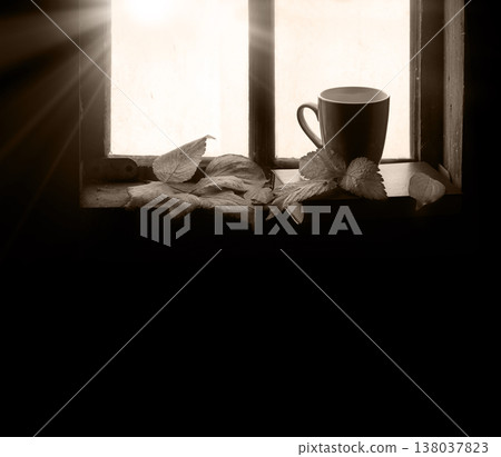 Cup of tea and book 138037823