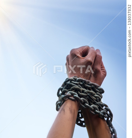 Arms Bounded with iron chain 138037832
