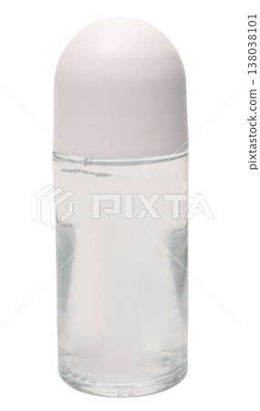 A clear bottle with a white cap stands upright against a clear background. The bottle is filled with liquid and has no markings or labels 138038101
