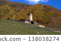 The old Orthodox church of Lamaria in the village of Ushguli, Georgia. 138038274