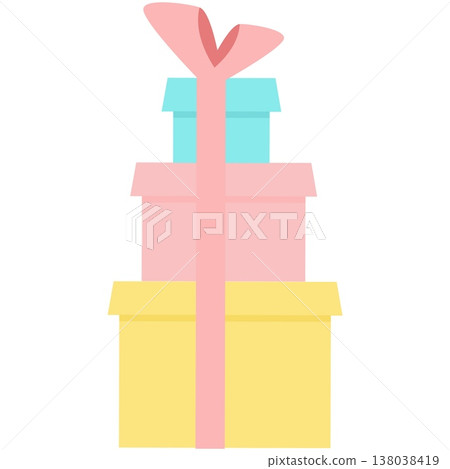Gift stack vector present box pile flat icon Gift stack vector present box pile flat icon 138038419