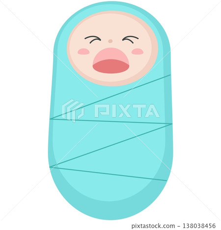 Newborn baby swaddle vector infant girl icon 138038456