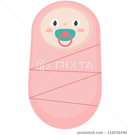 Newborn baby swaddle vector infant girl icon 138038490