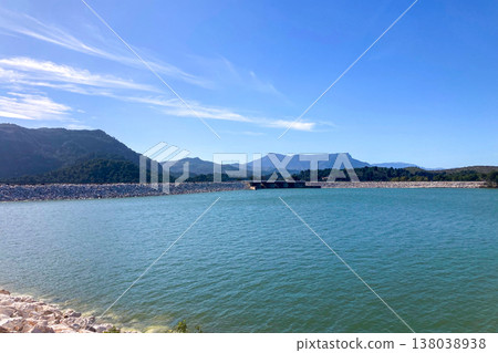 Scenic Guadalhorce reservoirs filled to the brim with water creating breathtaking natural landscape in Spain. Scenic Guadalhorce reservoirs filled to the brim with water creating breathtaking natural landscape in Spain. 138038938