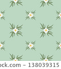 Seamless Daisy Pattern on Pistachio Green Background 138039315