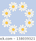 Daisy Wreath Pattern on Blue Background Vector 138039321