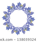 Blue Spring Floral Wreath on White Background Vector 138039324