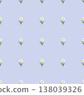 Seamless Daisy Row Pattern on Light Blue Background 138039326