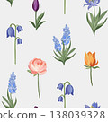 Spring Floral Seamless Pattern with Wild Flowers Vector Design 138039328