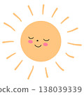 Smiling Blush Sun with Closed Eyes Cute Vector Clipart 138039339