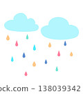 Cute Rain Clouds with Colorful Raindrops Vector Clipart 138039342