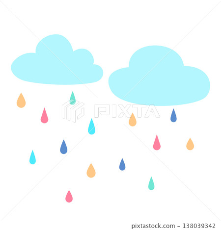 Cute Rain Clouds with Colorful Raindrops Vector Clipart Cute Rain Clouds with Colorful Raindrops Vector Clipart 138039342