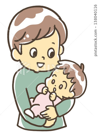 A man holding a newborn baby. A man holding a newborn baby. 138040116