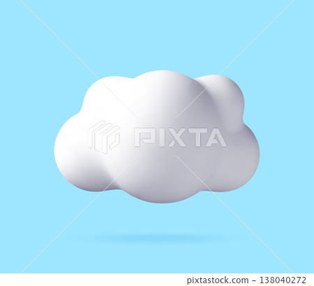 White fluffy cloud 3d illustration on blue White fluffy cloud 3d illustration on blue 138040272