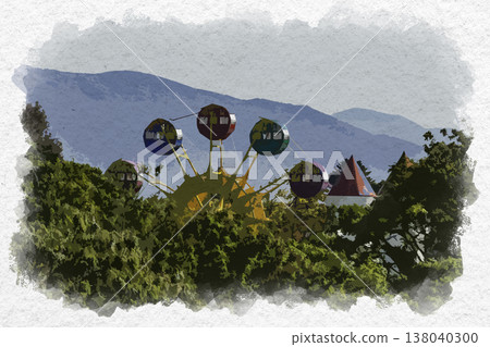 Watercolor style painting, Fukuoka City Zoological and Botanical Garden, Fukuoka City, Fukuoka Prefecture 138040300