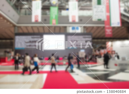 International exhibition hall, exhibition venue, event venue, reception area, people, unfocused. International exhibition hall, exhibition venue, event venue, reception area, people, unfocused. 138040884