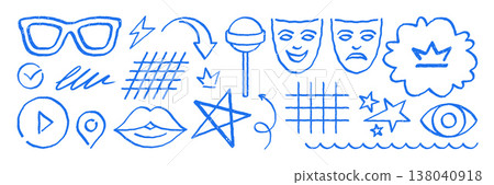 Big Creative Hand Drawn Grunge Doodle Vector Illustration Icons And Symbols Set Big Creative Hand Drawn Grunge Doodle Vector Illustration Icons And Symbols Set 138040918