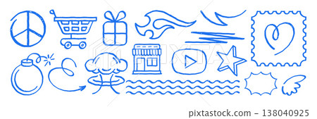 Creative Hand Drawn Doodle Icons A Vector Illustration Set With Grunge Texture And Whimsical Symbols Creative Hand Drawn Doodle Icons A Vector Illustration Set With Grunge Texture And Whimsical Symbols 138040925