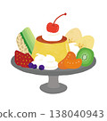 Hand-drawn style retro pudding à la mode 138040943